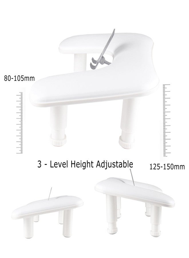 MZCMSL Manicure Arm Rest with Rotating Phone Holder for Nails Tech, U - Shaped Adjustable Nail Hand Rest Stand PU Leather (White) - Image 5